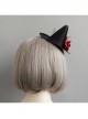 Gothic Retro Fashion Halloween Witch Black Net Gauze Red Rose Masquerade Party Hat Hairpin