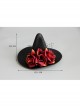 Gothic Retro Fashion Halloween Witch Black Net Gauze Red Rose Masquerade Party Hat Hairpin