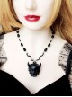 Retro Gothic Personality Fashion Black Grim Reaper Demon Crystal Sweater Chain Hip Hop Necklace