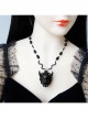 Retro Gothic Personality Fashion Black Grim Reaper Demon Crystal Sweater Chain Hip Hop Necklace