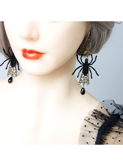 Gothic Retro Fashion Halloween Prom Dress Party Horror Spider Female Long Earrings