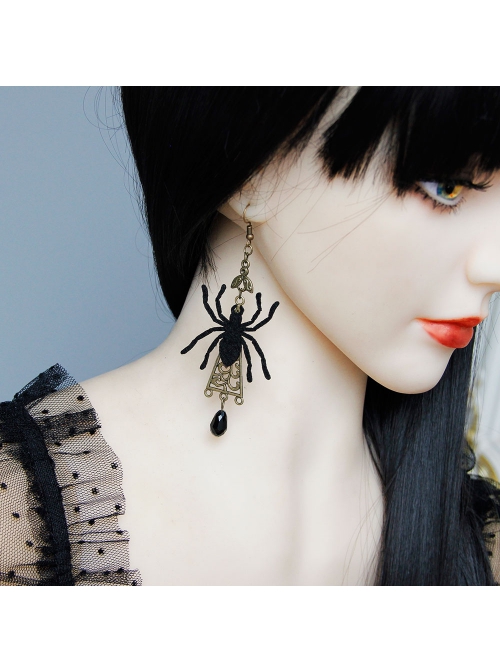Gothic Retro Fashion Halloween Prom Dress Party Horror Spider Female Long Earrings