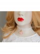 Fashion Retro Cute Baroque Personality Pink Flower Elastic White Female Collar