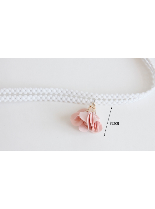 Fashion Retro Cute Baroque Personality Pink Flower Elastic White Female Collar