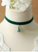 Simple Green Holiday Christmas Fashion Retro Christmas Tree Velvet Rope Choker