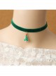 Simple Green Holiday Christmas Fashion Retro Christmas Tree Velvet Rope Choker