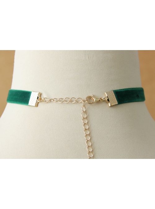 Simple Green Holiday Christmas Fashion Retro Christmas Tree Velvet Rope Choker
