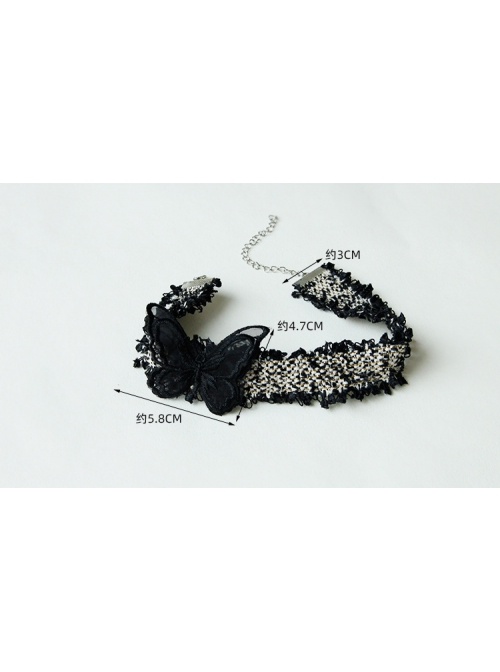Gothic Retro Fashion Simple Butterfly Black Lace Golden Velvet Female Collar