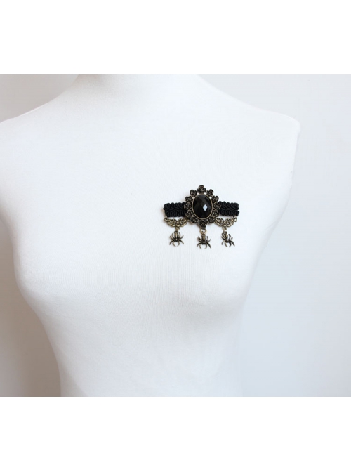 Goth Fashion Black Vampire Personality Spider Handmade Christmas Antique Brooch Buckle