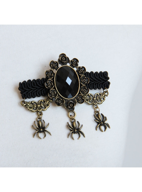Goth Fashion Black Vampire Personality Spider Handmade Christmas Antique Brooch Buckle