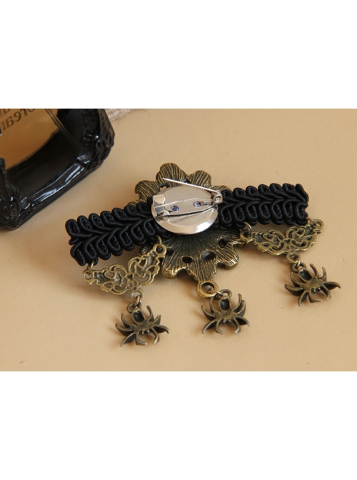 Goth Fashion Black Vampire Personality Spider Handmade Christmas Antique Brooch Buckle