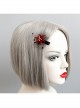 Fashion Gothic Retro Halloween Christmas Red Flowers Black Mesh Adult Female Party Hairpin