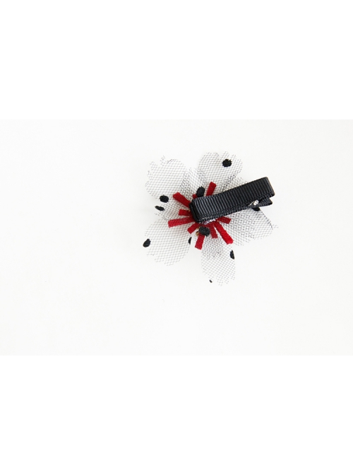 Fashion Gothic Retro Halloween Christmas Red Flowers Black Mesh Adult Female Party Hairpin