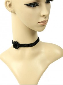 Retro Gothic Fashion Simple Individuality Black Lace Flower Necklace