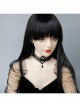 Gothic Fashion Retro Exaggerated Personality Halloween Black Lace Leather Female Pendant Collar