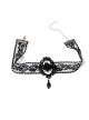 Gothic Fashion Retro Exaggerated Personality Halloween Black Lace Leather Female Pendant Collar