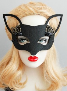 Retro Fashion Personality Black Rose Halloween Masquerade Party Fox Half Face Mask