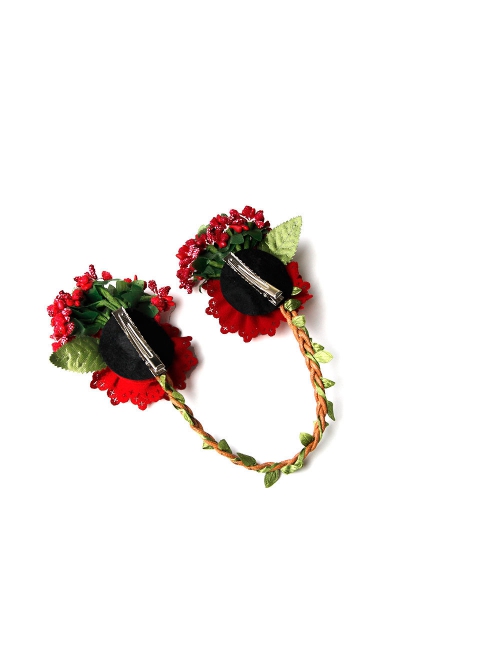 Fashion Personality Leisure Holiday Christmas Fairy Red Garland Rattan Headdress