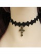 Gothic Retro Fashion Personality All-Match Black Lace Cross Female Choker