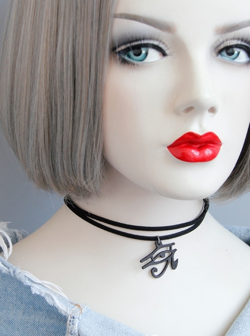 Gothic Retro Fashion Black Eye Of Horus Simple Pendant Collar