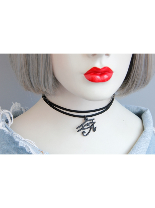 Gothic Retro Fashion Black Eye Of Horus Simple Pendant Collar