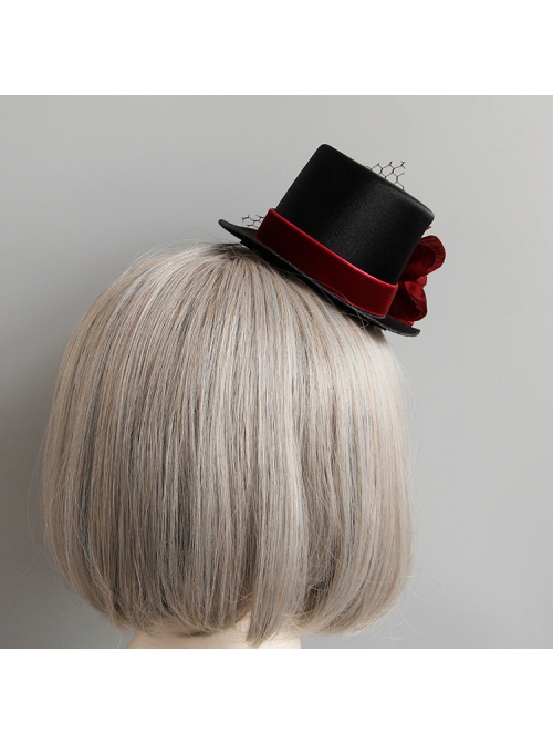Gothic Black Flowers Net Yarn Sexy Nightclub Bar Halloween Christmas Party Prom Top Hat