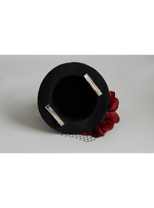 Gothic Black Flowers Net Yarn Sexy Nightclub Bar Halloween Christmas Party Prom Top Hat