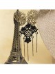 Retro Fashion Gothic Black Tassel Lace Exaggerated Popular Female Earrings