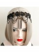 Goth Fashion Retro Palace Black Lace Tassels Halloween Christmas Headband