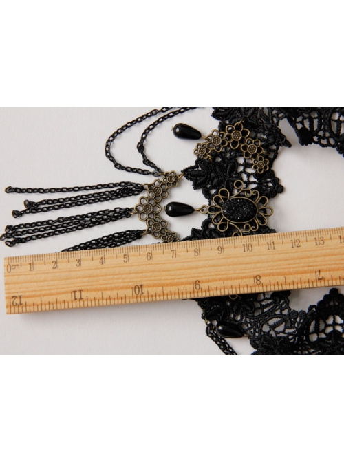 Goth Fashion Retro Palace Black Lace Tassels Halloween Christmas Headband