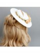 Retro Fashion Palace Baroque Banquet Feather Rose Flower White Top Hat