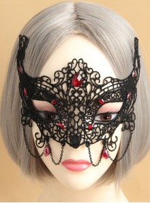 Goth Fashion Retro Sexy Black Lace Ruby Prom Show Halloween Mask