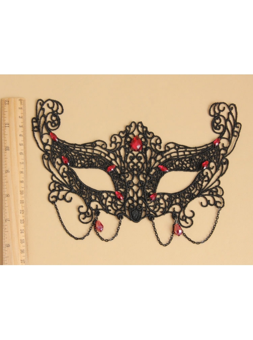 Goth Fashion Retro Sexy Black Lace Ruby Prom Show Halloween Mask