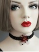 Gothic Retro Black Lace Burgundy Flowers Stretch Sweet Fashion Choker