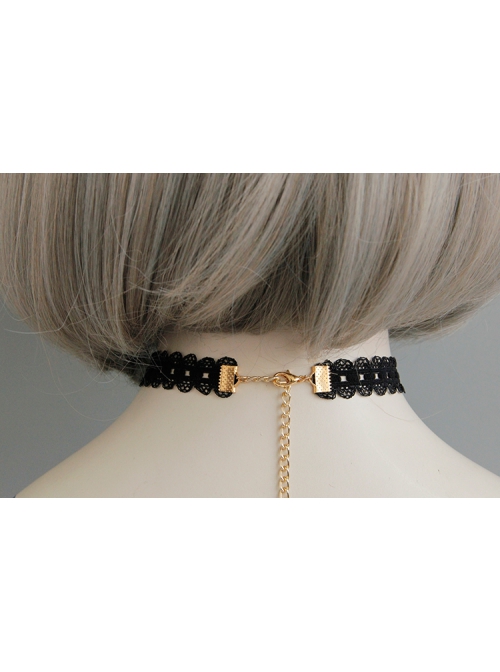 Gothic Retro Black Lace Burgundy Flowers Stretch Sweet Fashion Choker