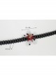 Gothic Retro Black Lace Burgundy Flowers Stretch Sweet Fashion Choker