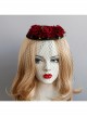 Gothic Halloween Christmas Retro Fashion Dinner Black Veil Red Rose Flower Small Top Hat