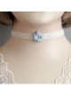 Baroque Cute Simple Wild Fashion Blue Flowers White Velvet Collar