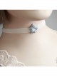 Baroque Cute Simple Wild Fashion Blue Flowers White Velvet Collar
