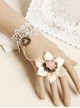 Retro Fashion White Lace Pink Flowers Female Bride Bridesmaid Bracelet Ring One Chain