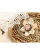 Retro Fashion White Lace Pink Flowers Female Bride Bridesmaid Bracelet Ring One Chain