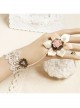Retro Fashion White Lace Pink Flowers Female Bride Bridesmaid Bracelet Ring One Chain
