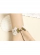Retro Fashion White Lace Pink Flowers Female Bride Bridesmaid Bracelet Ring One Chain