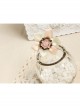 Retro Fashion White Lace Pink Flowers Female Bride Bridesmaid Bracelet Ring One Chain