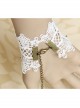 Retro Fashion Bride White Lace Blue Rose Female Handmade Bracelet With Ring One Chain