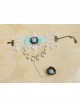 Retro Fashion Bride White Lace Blue Rose Female Handmade Bracelet With Ring One Chain