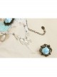Retro Fashion Bride White Lace Blue Rose Female Handmade Bracelet With Ring One Chain