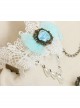 Retro Fashion Bride White Lace Blue Rose Female Handmade Bracelet With Ring One Chain