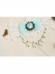 Retro Fashion Bride White Lace Blue Rose Female Handmade Bracelet With Ring One Chain