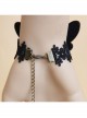 Gothic Retro Fashion Vampire Lace Butterfly Black Prom Rose Female Bracelet With Ring One Chain